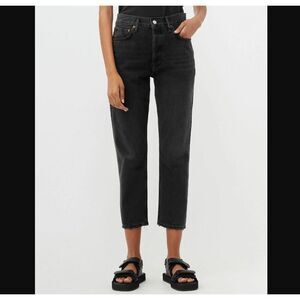 Agolde Riley Crop Jeans Black Jeans High Rise Straight Pepper Wash Black Size 27